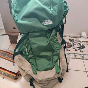 The North Face Green and Tan Hiking Backpack